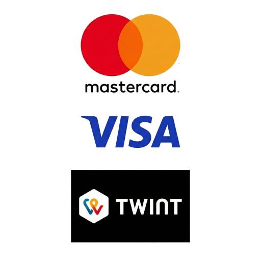 Méthodes de paiement acceptées : MasterCard, Visa et TWINT